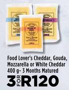 Food Lover's Cheddar, Gouda, Mozzarella Or White Cheddar-For 3 x 400g
