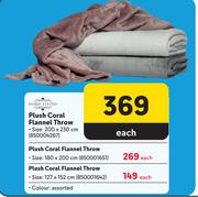 Home Living Plush Coral Flannel Throw-127 x 152cm Each