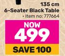 Sal 135cm 6 Seater Black Table