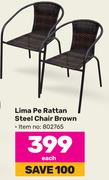 Lima Pe Rattan Steel Chair Brown-Each