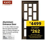 Kayo Aluminium Entrance Door-2.1m (h) x 900mm (w)