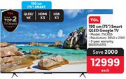 TCL 190cm (75") Smart QLED Google TV 75C655