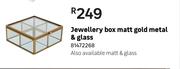 Jewellery Box Matt Gold Metal & Glass 81472268