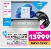 HP 15.6"(39cm) Intel Core i5 Laptop Plus HP Headset 500