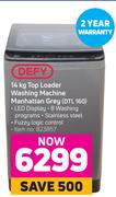 Defy 14Kg Top Loader Washing Machine Manhattan Grey DTL 160