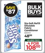 Sta Soft Refill Dilutable Fabric Conditioner-For 4 x 500ml