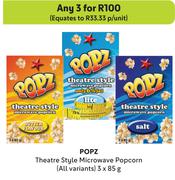 Popz Theatre Style Microwave Popcorn (All Variants)-For Any 3 x 85g