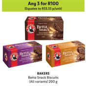 Bakers Betta Snack Biscuits (All Variants)-For Any 3 x 200g