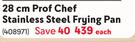 Legend 28cm Prof Chef Stainless Steel Frying Pan-Each