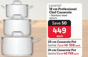 Legend 20cm Casserole Pot-Each