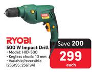 Ryobi 500W Impact Drill 256195, 256194