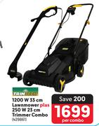 Trimtech 1200W 33Cm Lawnmower Plus 250W 23cm Trimmer Combo 429861-Per Combo