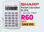 Sharp Pocket Calculator EL 231L-Each