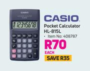 Casio Pocket Calculator HL 815L-Each