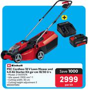 Einhell PXC Cordless 18V Lawnmower & 4.0 Ah Starter Kit ge-cm 18/30 Li-S Z-3413157K-Per Kit