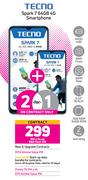 2 x Tecno Spark 7 64GB 4G Smartphone-On Red Flexi 130 + On Promo 70