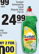 Sunlight Dishwashing Liquid (Regular Only)-750ml Each
