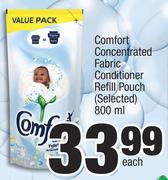 Comfort Concentrated Fabric Conditioner Refill Pouch (Selected)-800ml Each