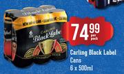 Carling Black Label Cans-6 x 500ml Per Pack