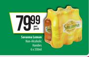 Savanna Lemon Non Alcoholic Handies-6 x 330ml Per Pack