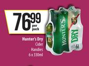 Hunter's Dry Cider Handies-6 x 330ml Per Pack