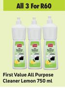 First Value All Purpose Cleaner Lemon-For 3 x 750ml