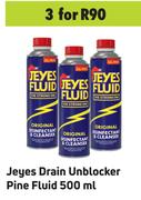 Jeyes Drain Unblocker Pine Fluid-For 3 x 500ml