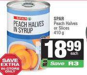 Spar Peach Halves Or Slices-410g Each