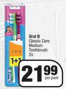Oral-B Classic Care Medium Toothbrush-2s Per Pack