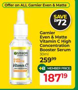 Garnier Even & Matte Vitamin C High Concentration Booster Serum-30ml