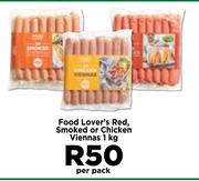 Food Lover's Red, Smoked Or Chicken Viennas-1Kg Per Pack