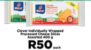 Clover Individually Wrapped Processed Cheese Slices Assorted-400g Each