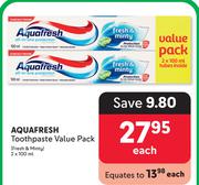 Aquafresh Toothpaste Value Pack Fresh & Minty-2 x 100ml