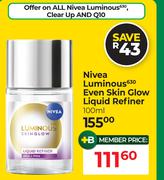Nivea Luminous Even Skin Glow Liquid Refiner-100ml