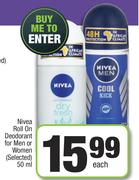 Nivea Roll On Deodorant For Men Or Women-50ml Each