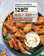 Chapman's Crumbed Or Torpedo Prwans 26/30-500g Each