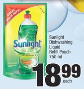 Sunlight Dishwashing Liquid Refill Pouch-750ml Each