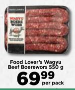 Food Lover's Wagyu Beef Boerewors-550g Per Pack