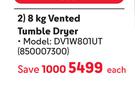 Hisense 8Kg Vented Tumble Dryer 850007300