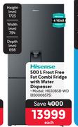 Hisense 500Ltr Frost Free Fat Combi Fridge With Water Dispenser 850006575