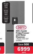 Defy 323Ltr Combi Fridge/Freezer With Water Dispenser  372944