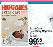 Huggies Extra Care New Baby Nappies Size 1 42 Pack-Per Pack