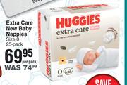 Huggies Extra crae New Baby Nappies Size 0 25 Pack-Per Pack