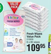 Baby Things Fresh Wipes Value Pack 6 x 80 Wipes