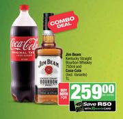Jim Beam Kentucky Straight Bourbon Whisky 750ml & Coca Cola 1L-Both For
