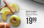 Spar Freshline Red Or Golden Delicious Apples-1.5Kg Per Pack