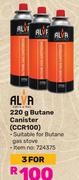 Alva 220g Butane Canister CCR100-For 3