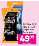 Bic Flex 3 Or Flex 4 Mens Disposable Razors-4's Per Pack