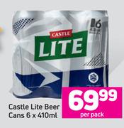 Castle Lite Beer Cans-6 x 410ml Per Pack