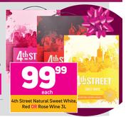 4th Street Natural Sweet White Red Or Rose Wine-3L Each